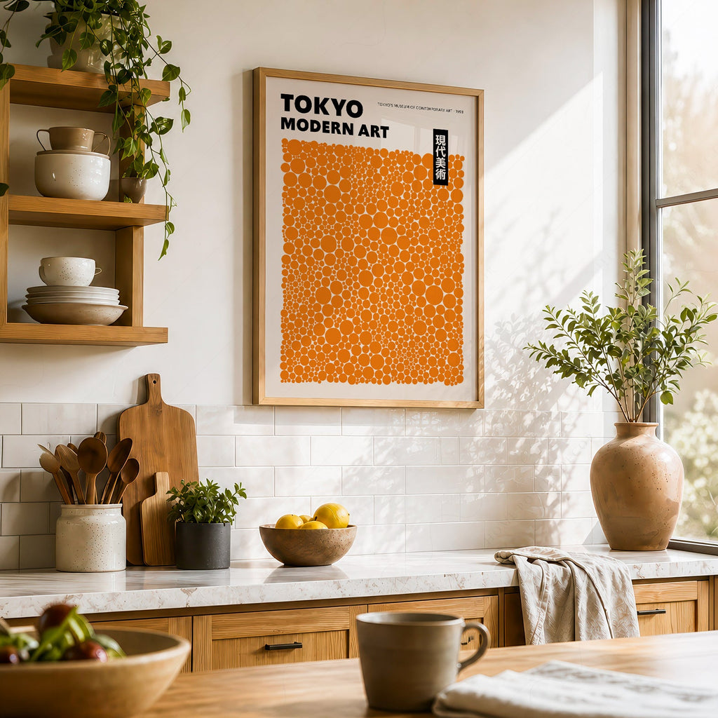 Yayoi Kusama Orange Dots Exhibition Poster – Contemporary Art Print