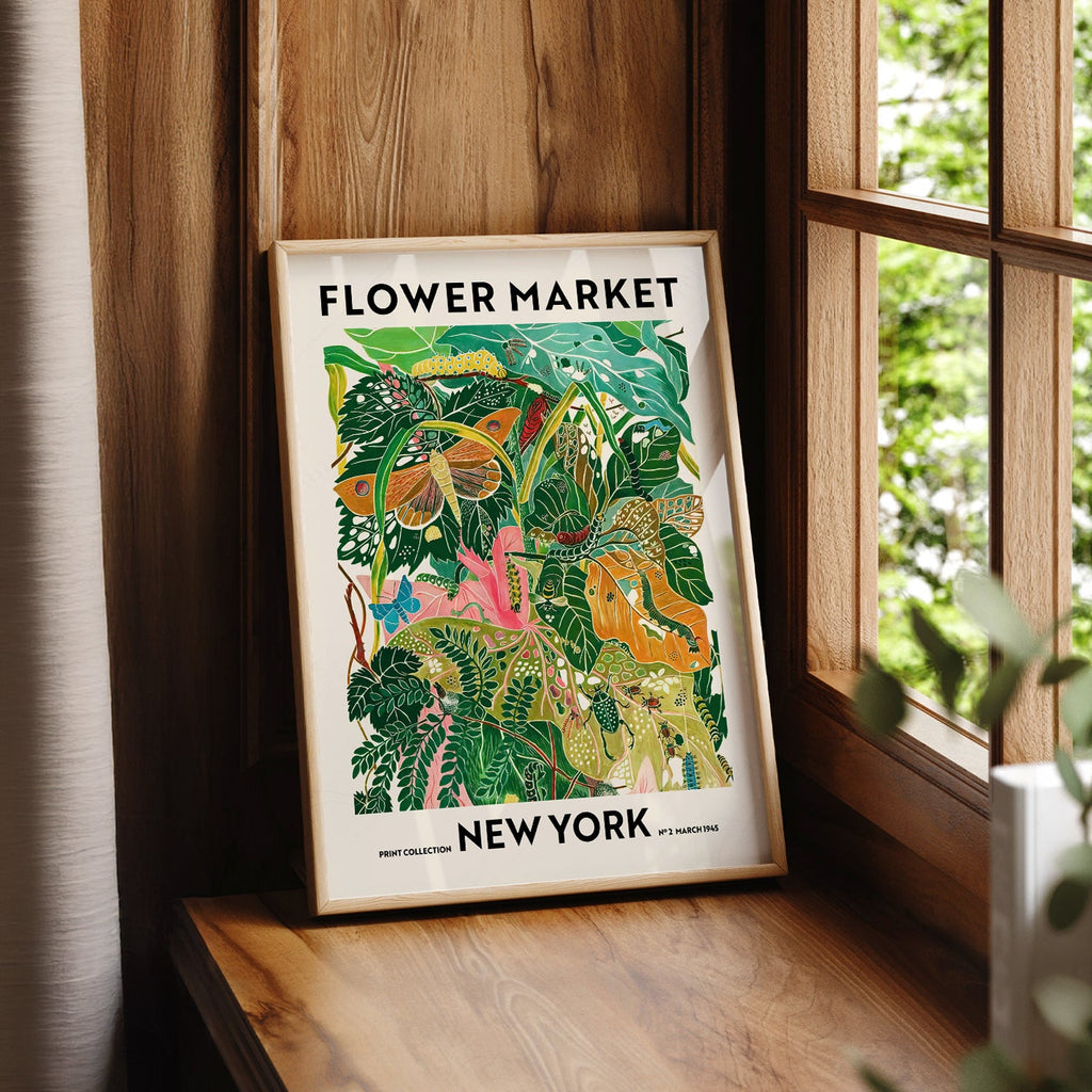 Flower Market New York Print – Botanical Wall Art Poster Decor