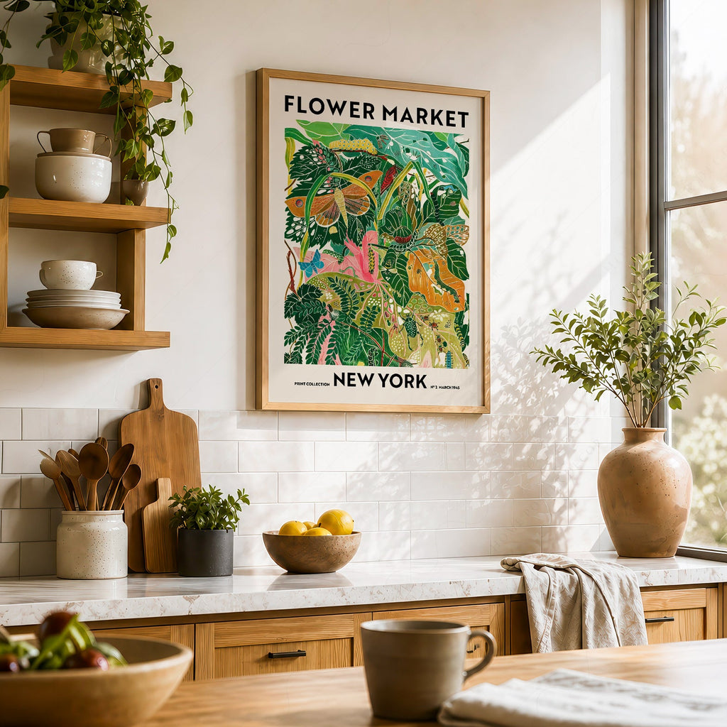 Flower Market New York Print – Botanical Wall Art Poster Decor