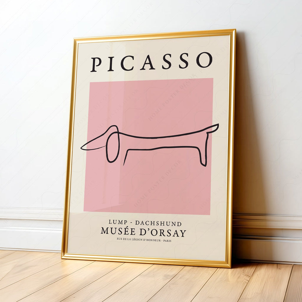 Pablo Picasso Lump Dachshund Line Art Print – Minimalist Dog Poster