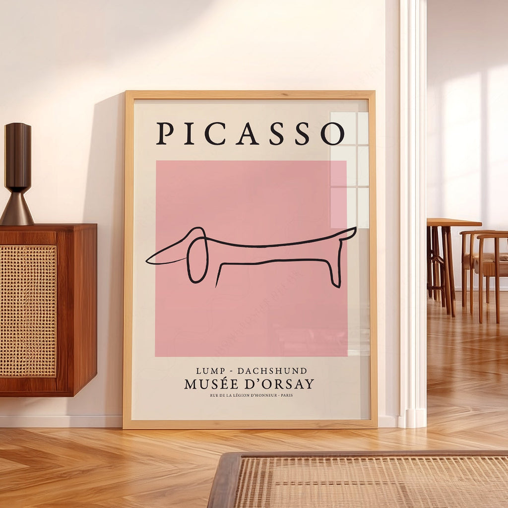 Pablo Picasso Lump Dachshund Line Art Print – Minimalist Dog Poster
