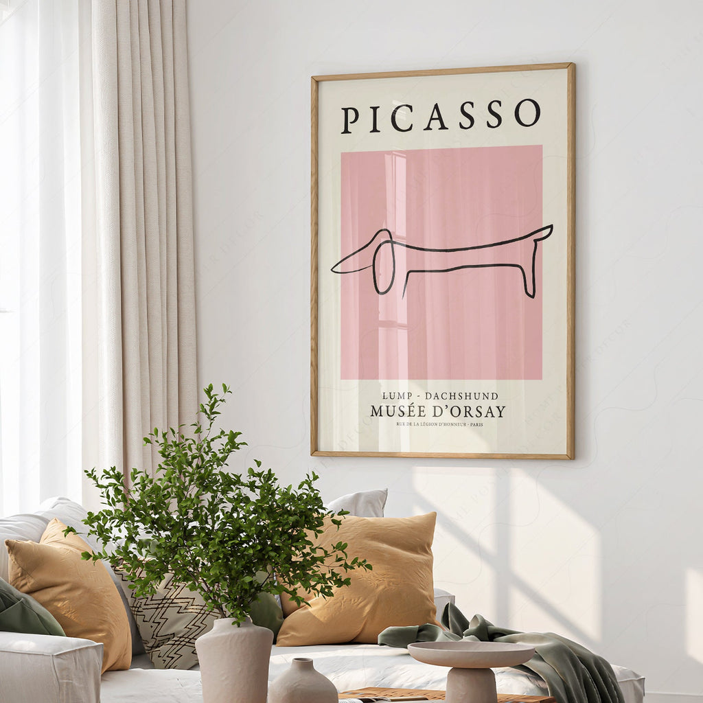 Pablo Picasso Lump Dachshund Line Art Print – Minimalist Dog Poster