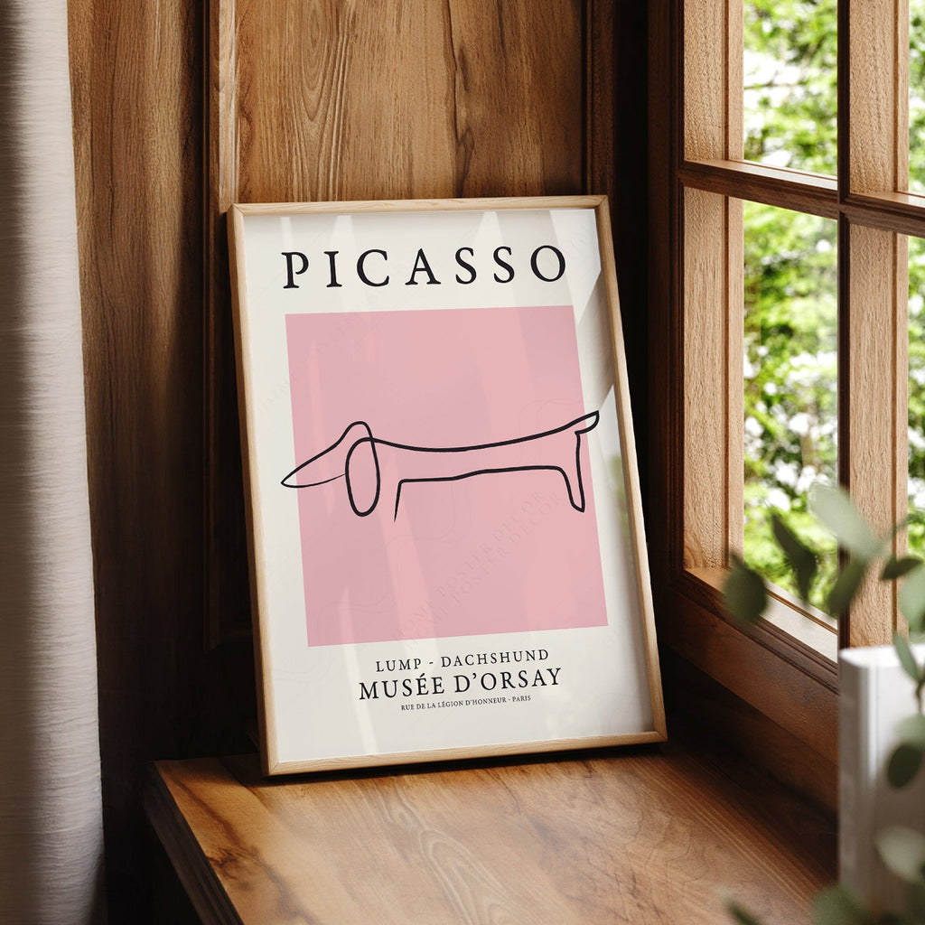 Pablo Picasso Lump Dachshund Line Art Print – Minimalist Dog Poster