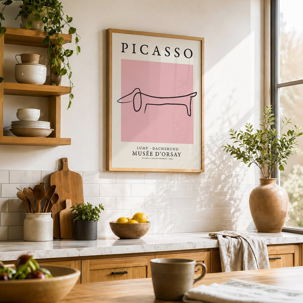 Pablo Picasso Lump Dachshund Line Art Print – Minimalist Dog Poster