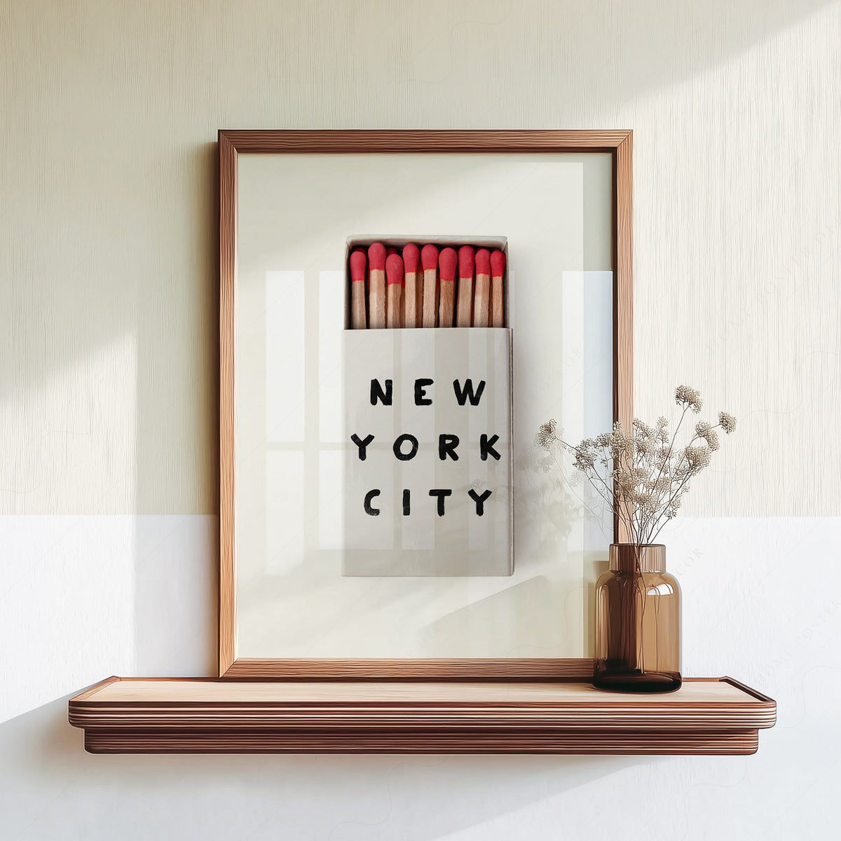 New York City Matchbox Print – Minimalist Retro Wall Art Poster