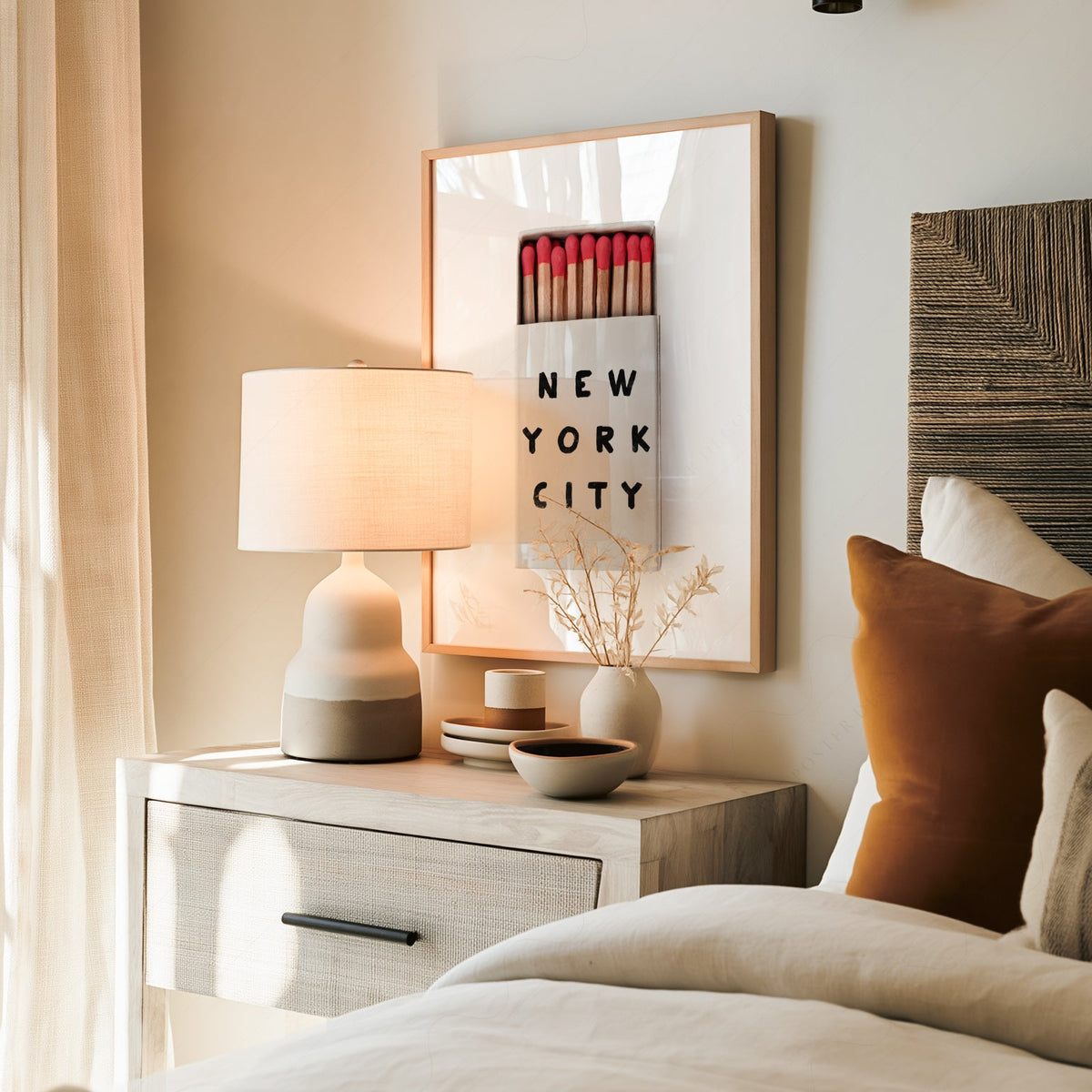 New York City Matchbox Print – Minimalist Retro Wall Art Poster