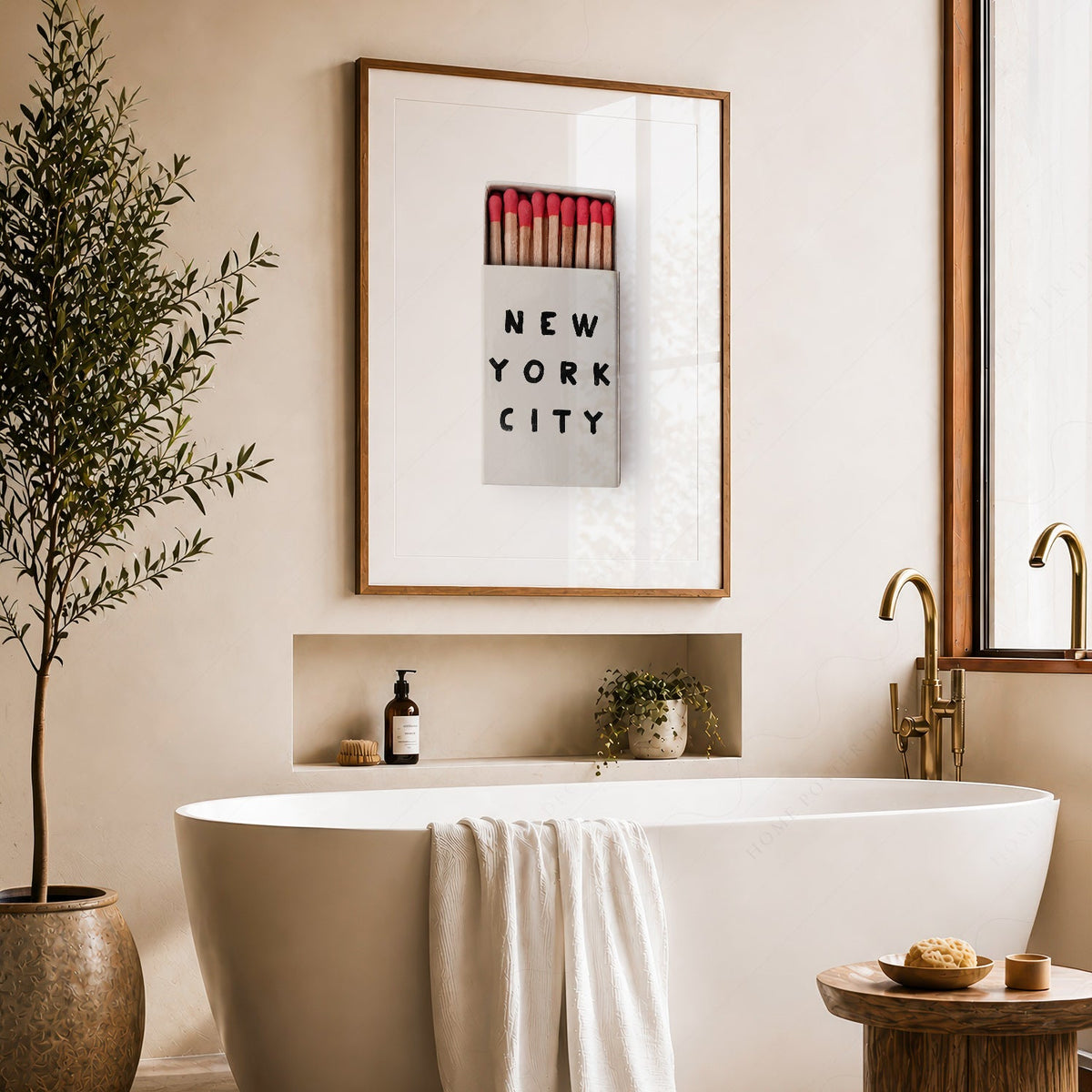 New York City Matchbox Print – Minimalist Retro Wall Art Poster