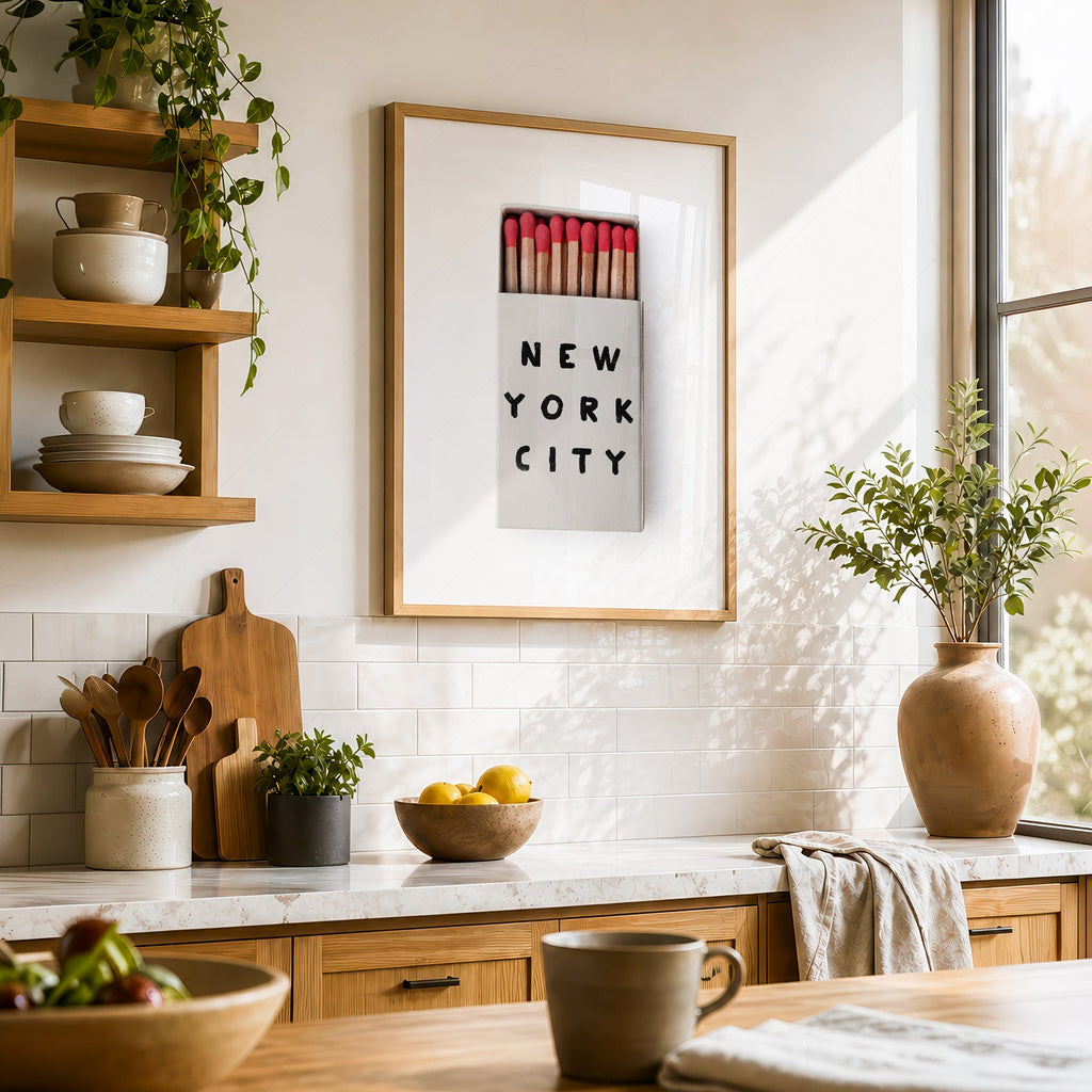 New York City Matchbox Print – Minimalist Retro Wall Art Poster