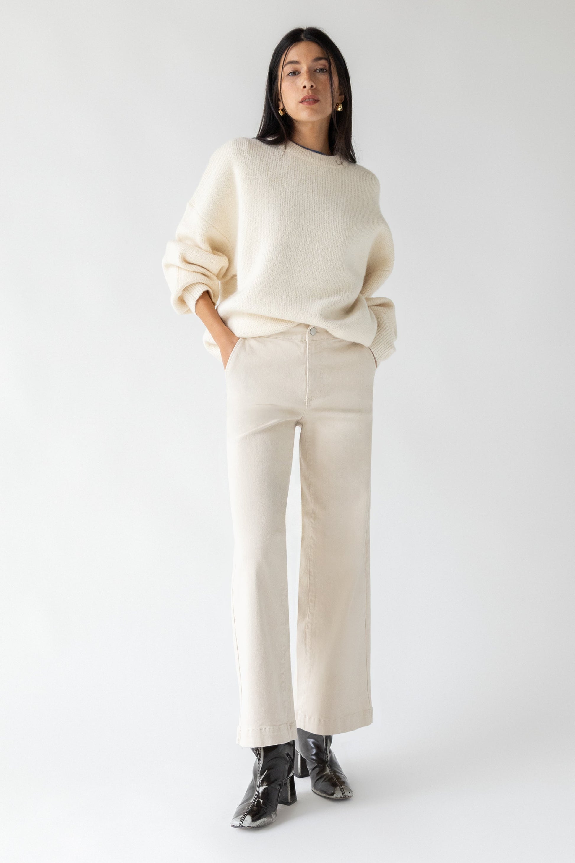 PANTALON LARGE EN SERGÉ LONG