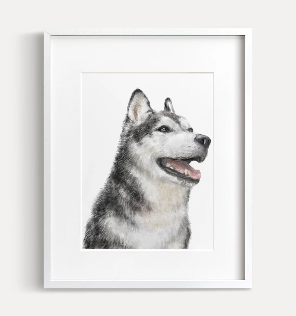 Peinture aquarelle Husky | Art mural moderne pour chiens