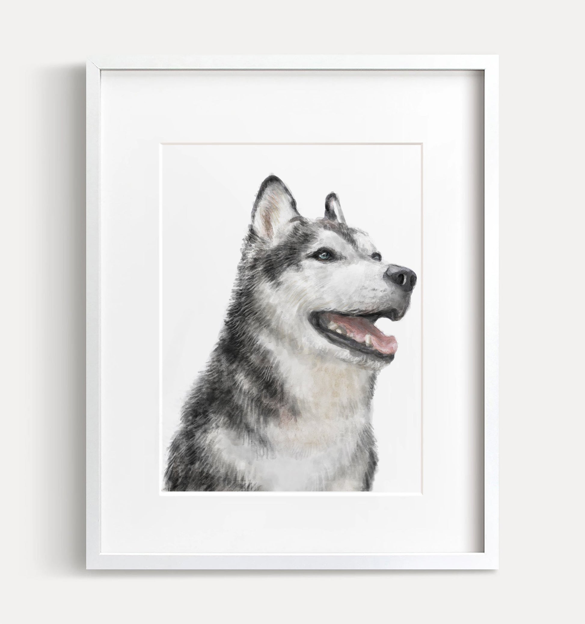 Peinture aquarelle Husky | Art mural moderne pour chiens