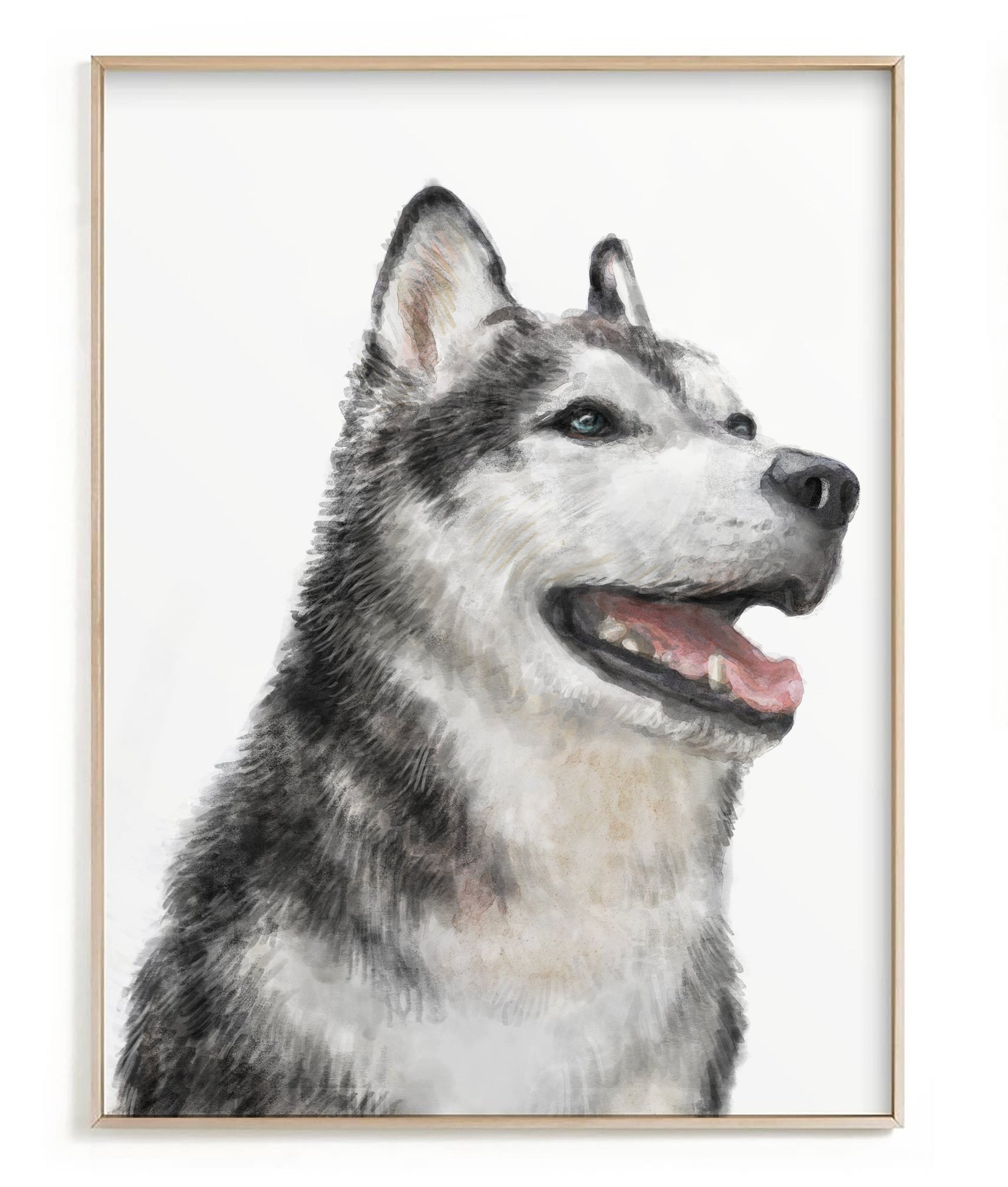 Peinture aquarelle Husky | Art mural moderne pour chiens