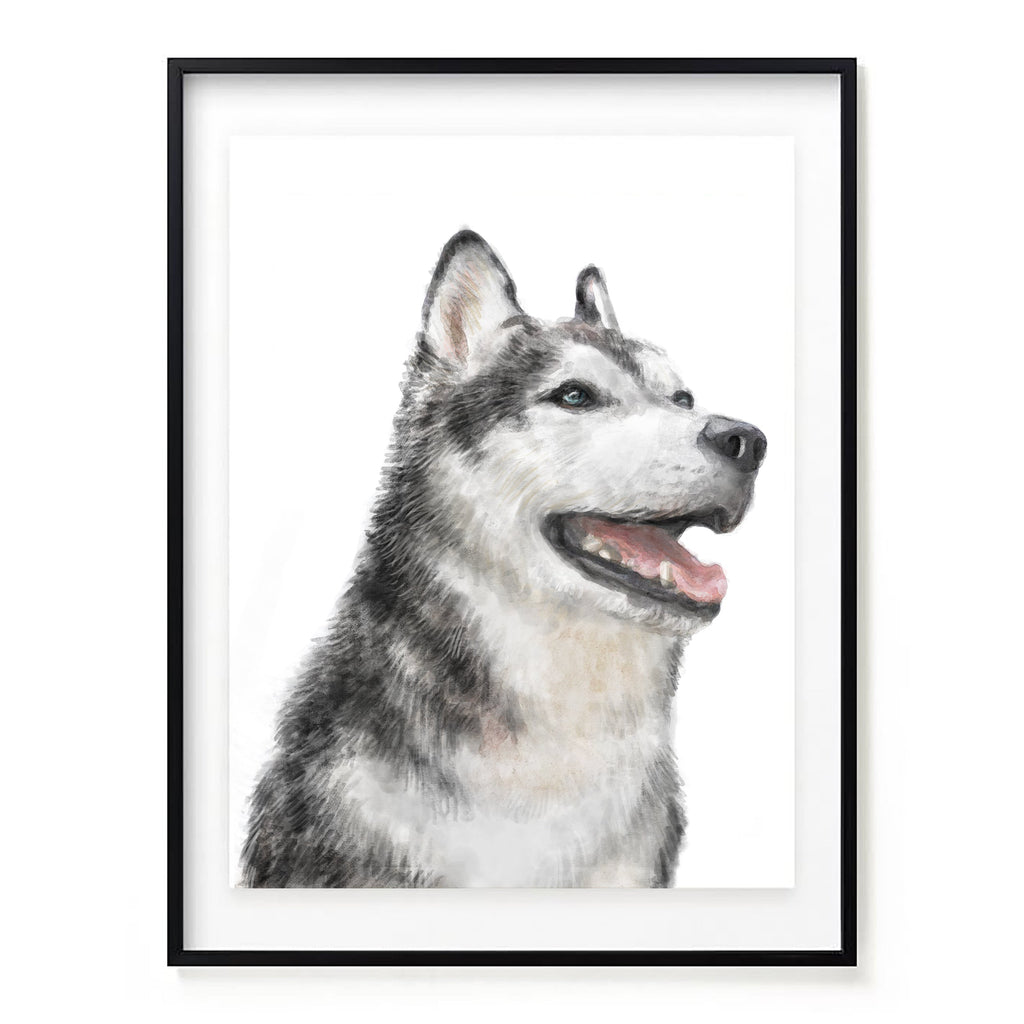 Peinture aquarelle Husky | Art mural moderne pour chiens