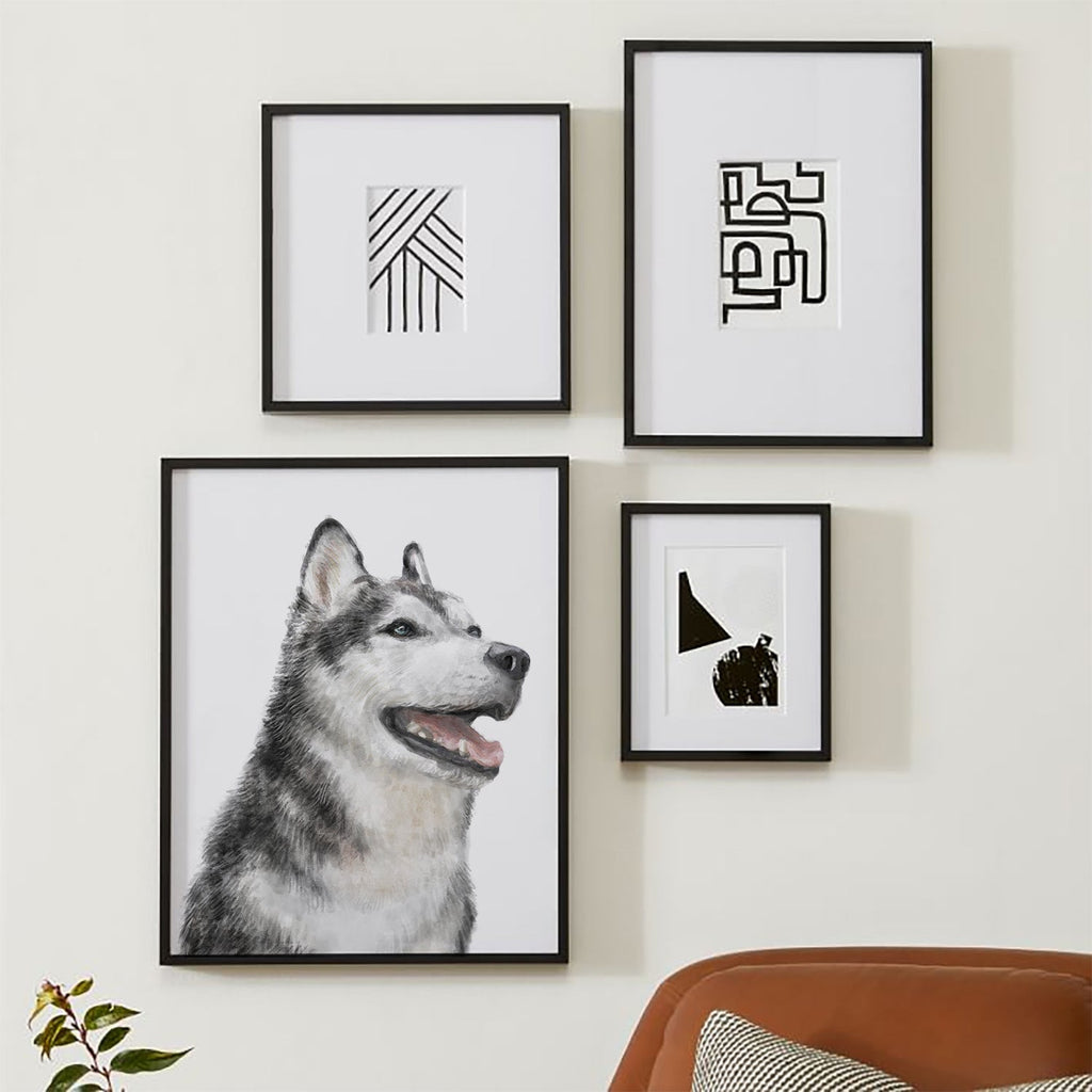 Peinture aquarelle Husky | Art mural moderne pour chiens