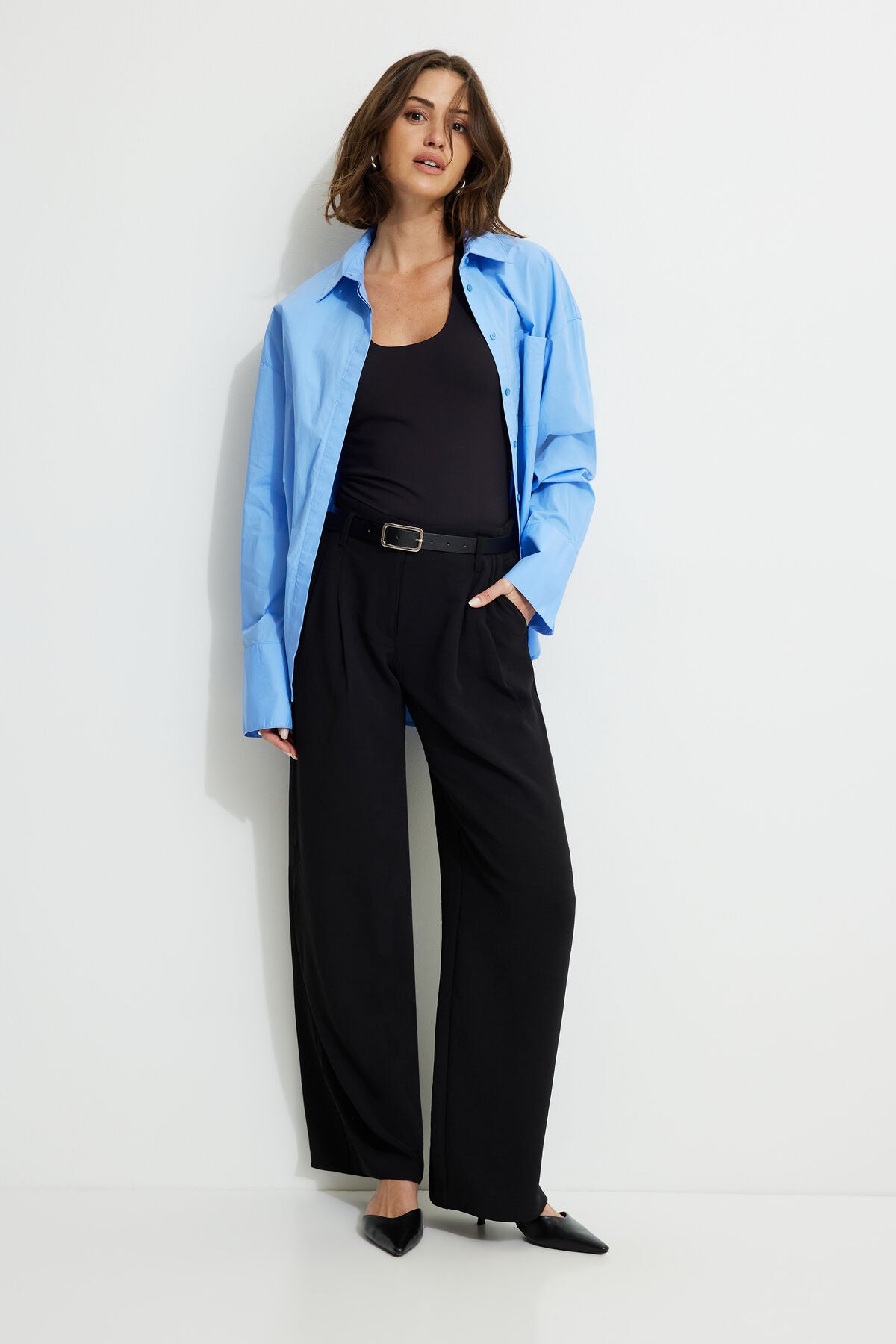 Pantalon large taille mi-haute Jourdan