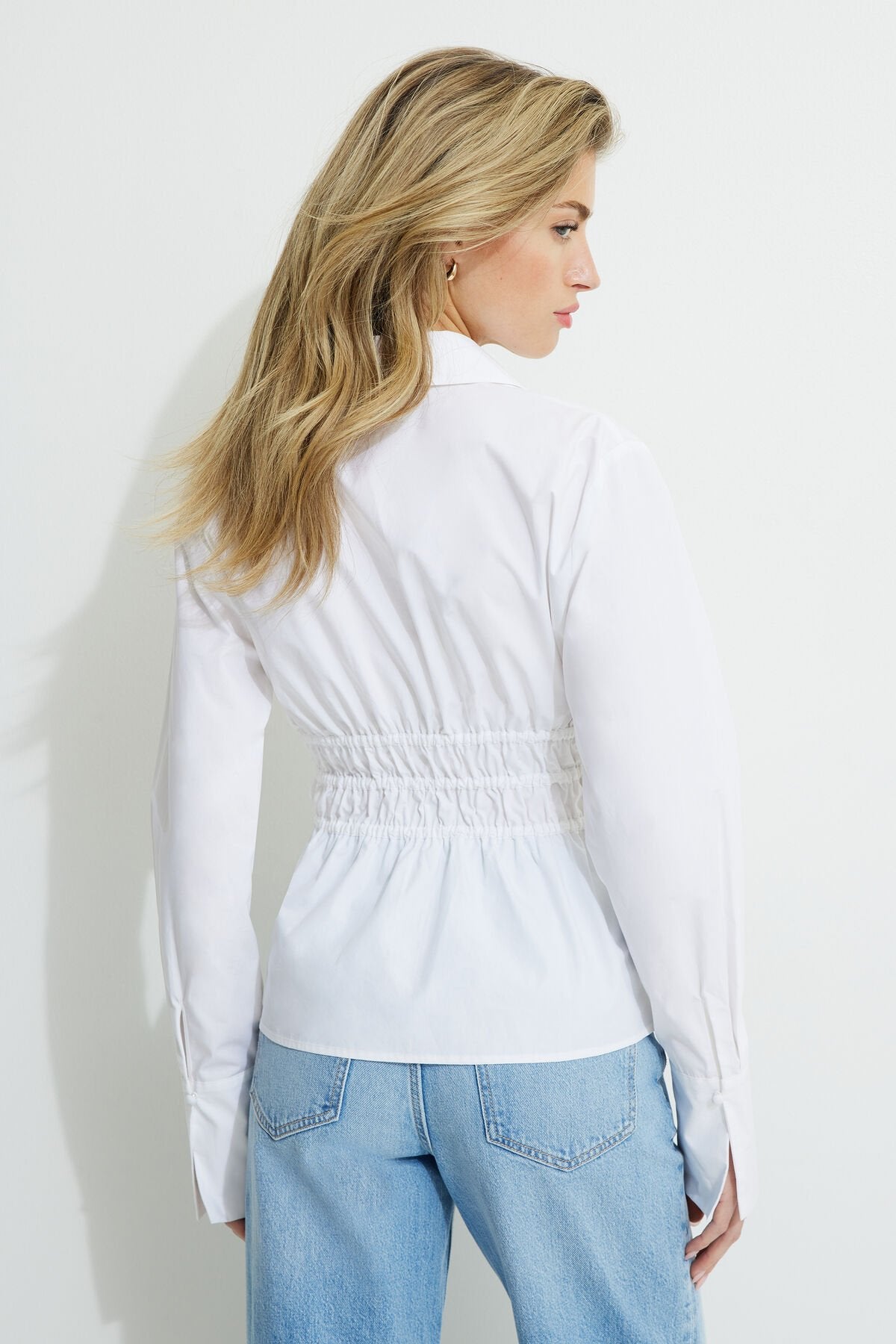 Shirred Poplin Shirt