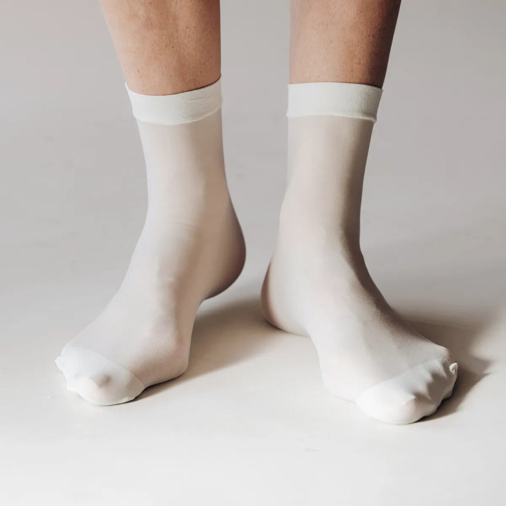 Chaussettes transparentes Rachel Back Vine couleur blanc crème