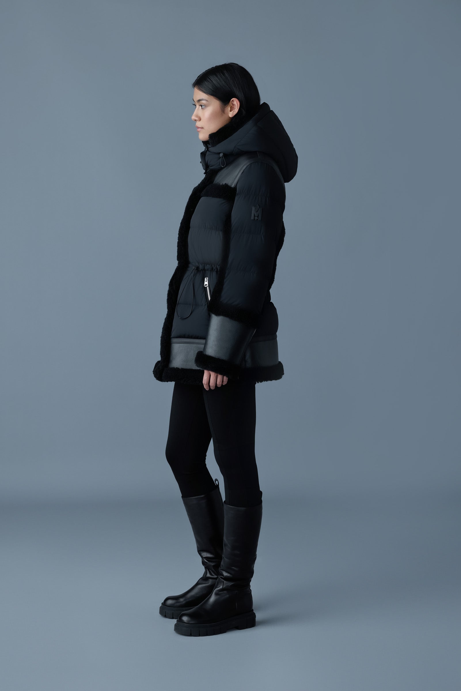 LILIBETH Parka en duvet et peau lainée mixte