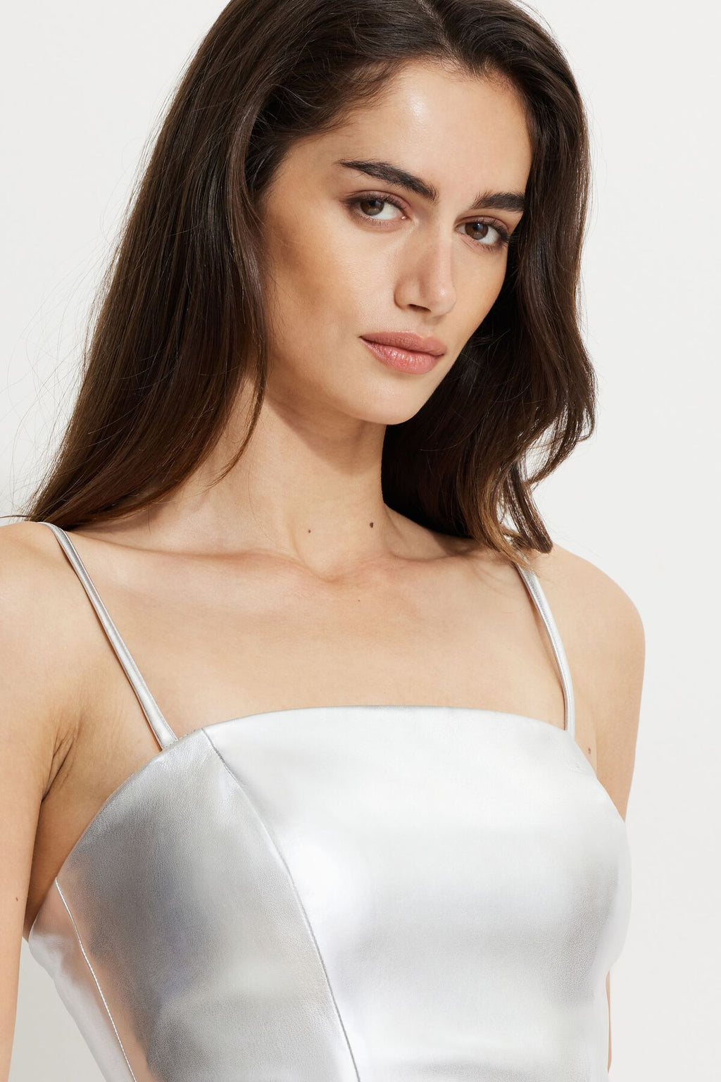 Metallic Faux Leather Tube Top
