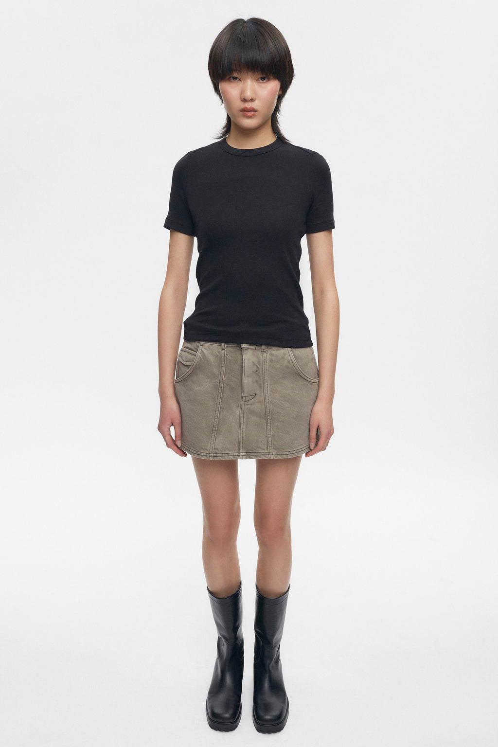 T-shirt côtelé ajusté pour femme