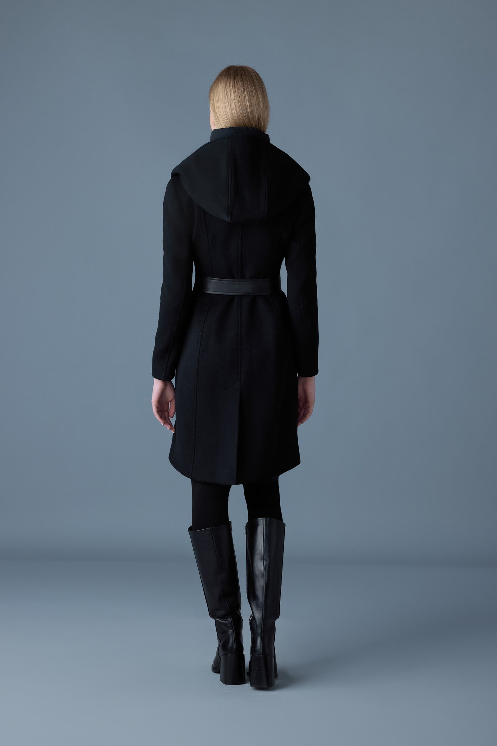 SHIA-SLB Manteau en laine double face 2 en 1 avec plastron amovible