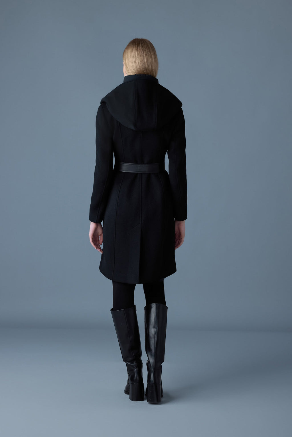 SHIA-SLB Manteau en laine double face 2 en 1 avec plastron amovible