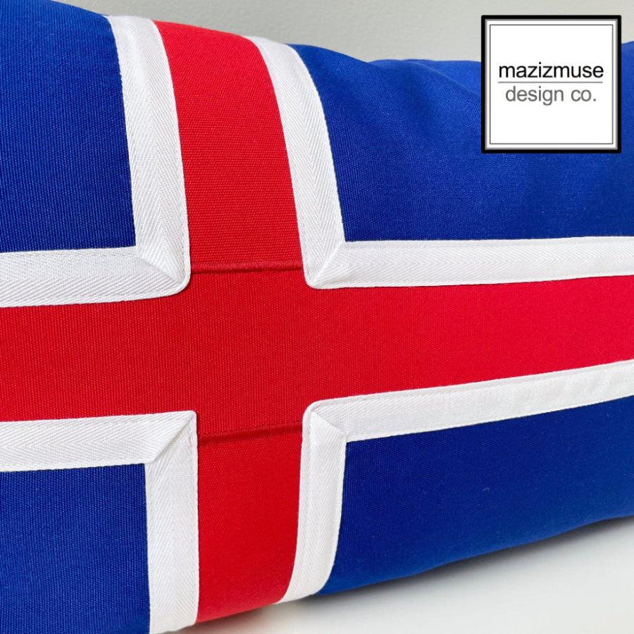 Housse de coussin décorative d'extérieur Sunbrella® motif drapeau islandais 