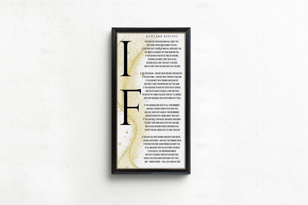 If - Rudyard Kipling PRINT | Vintage Narrow Vertical Typography Poetry Art (available handframed) 2x1