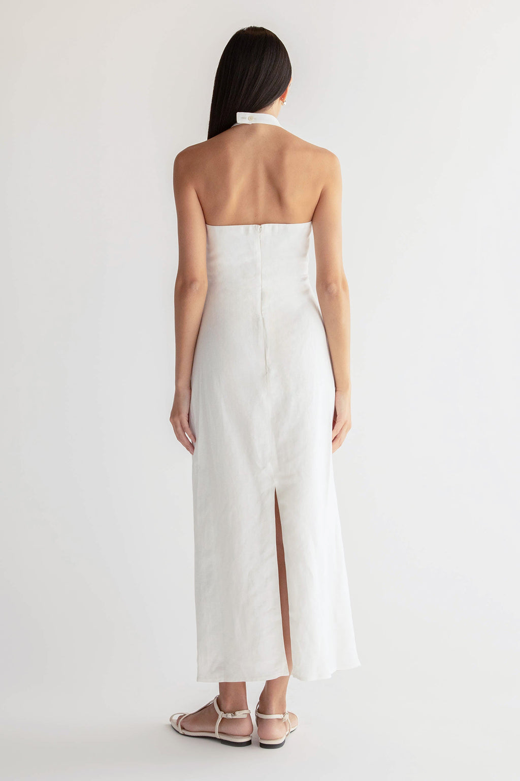 ROBE LONGUE ASYMÉTRIQUE EN MÉLANGE DE LIN