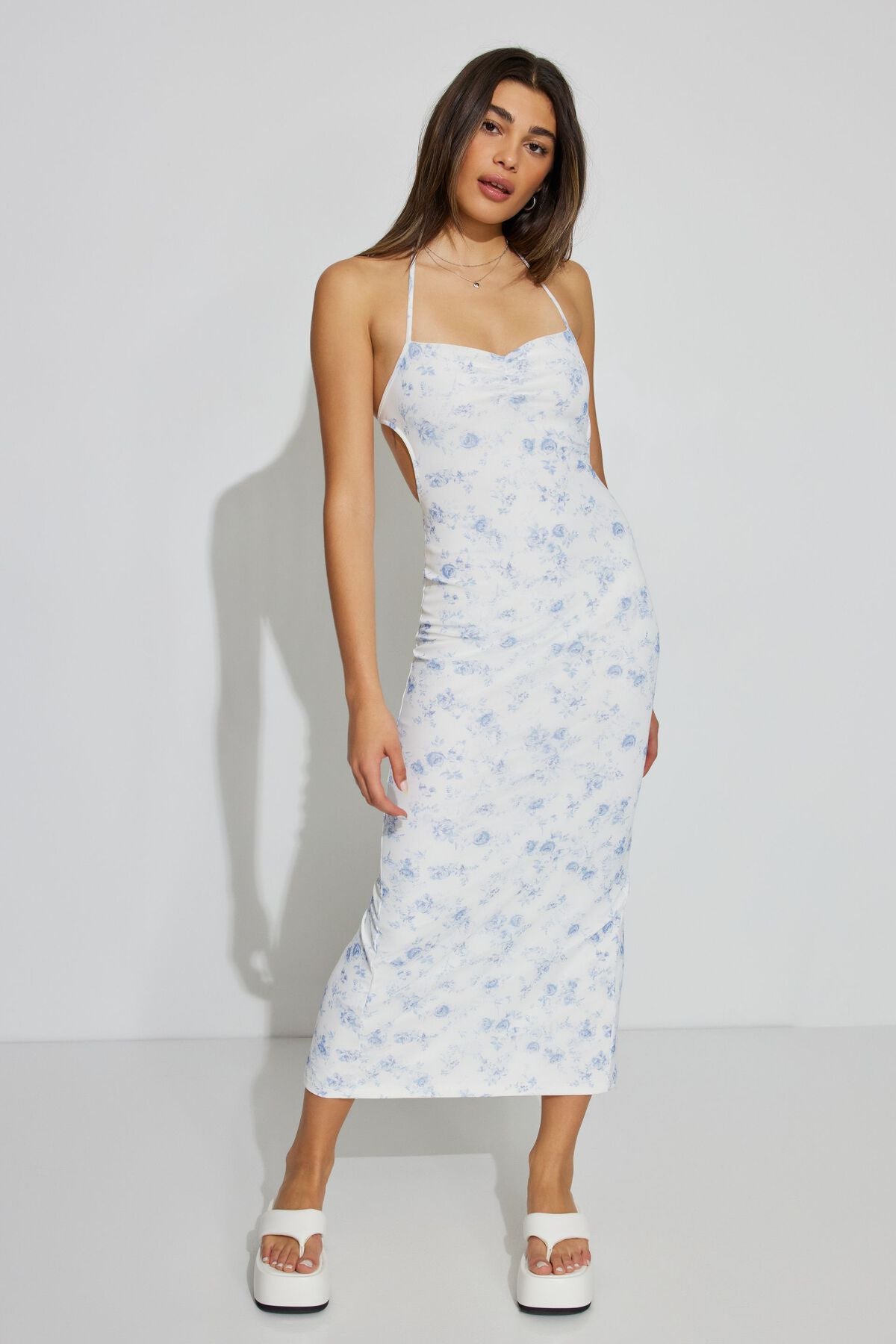 Robe longue en maille à cœur
