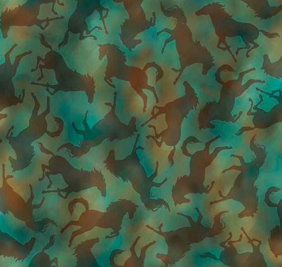 Textiles internationaux - Chevaux sauvages - Vert