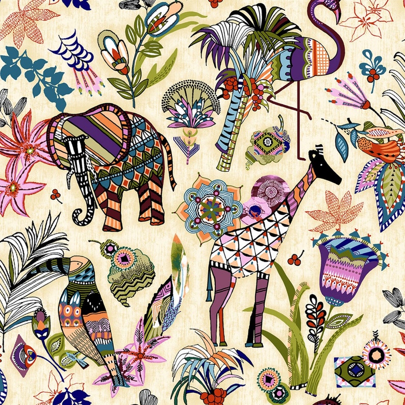 Paintbrush Studio UBUNTU 120 99782 Girafes et éléphants - Safari géométrique