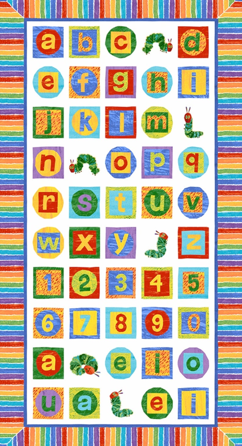 La Chenille qui fait des trous - ABC - Panneau de courtepointe alphabétique