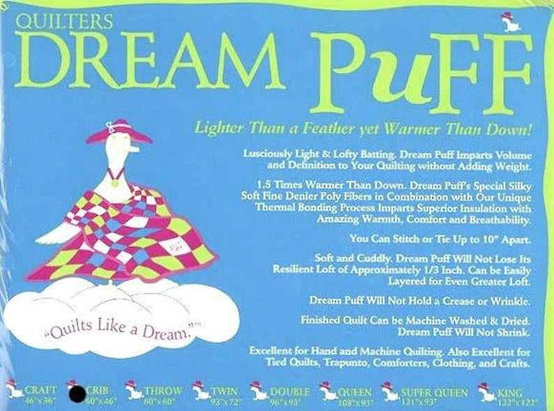 Quilters Dream Puff Batting, 92” & 121" wide