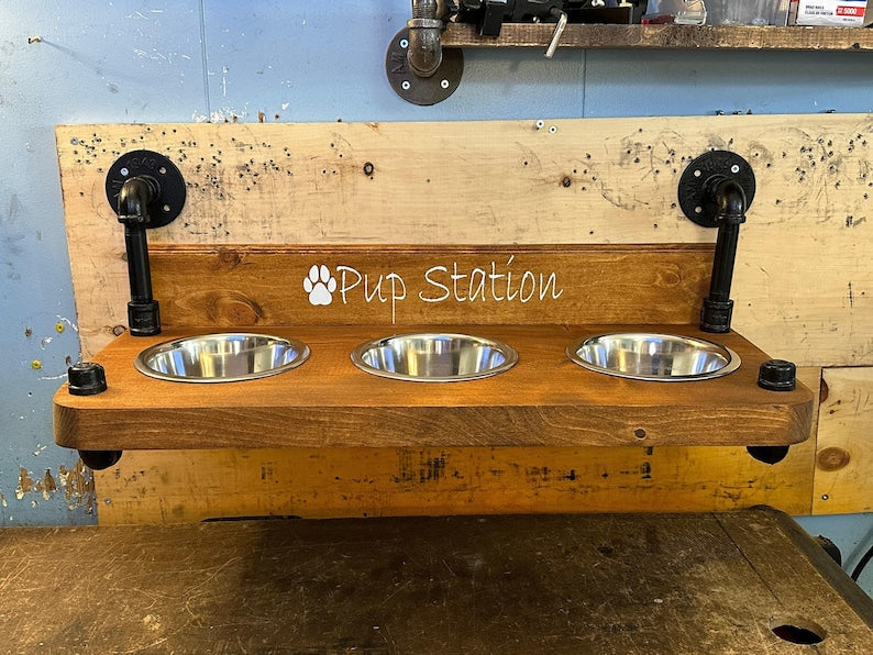 Floating Dog Bowl Feeder - Wall Mount Stylish Design for Modern Pet Dining - Space-Saving Dog Feeder & Bowl Combo