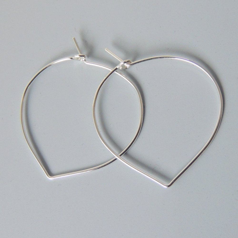 Lotus Petal Hoops Sterling Silver Lightweight Hoop Earrings 1.25" inch