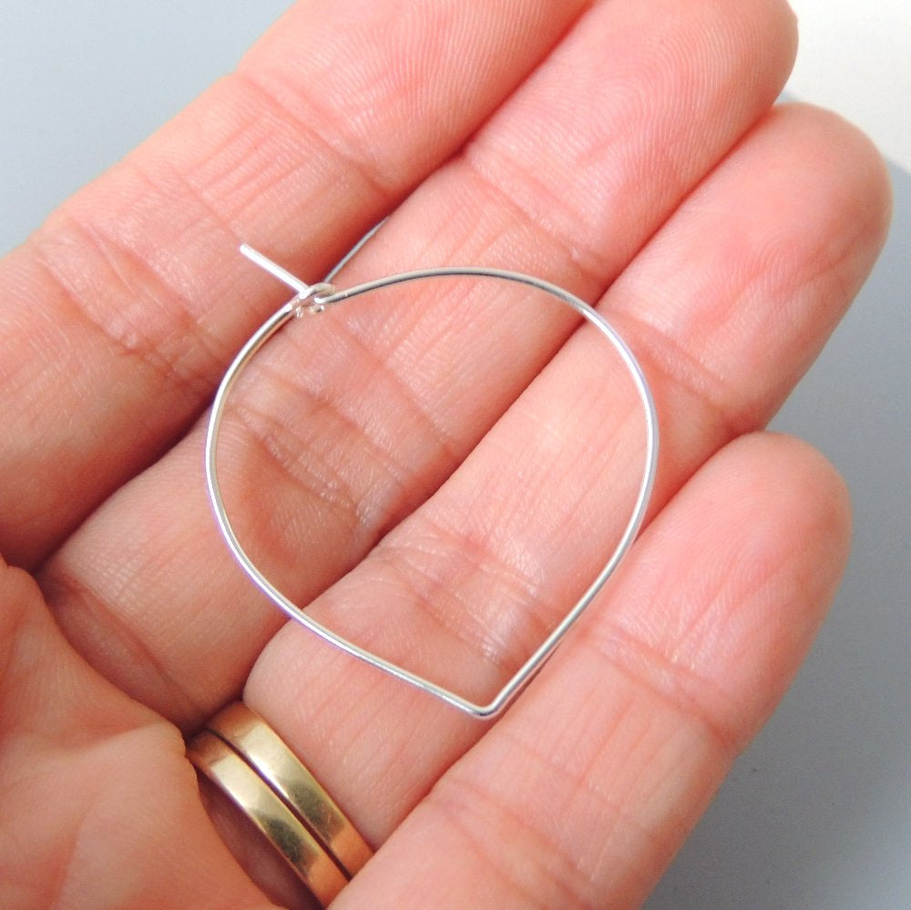 Lotus Petal Hoops Sterling Silver Lightweight Hoop Earrings 1.25" inch