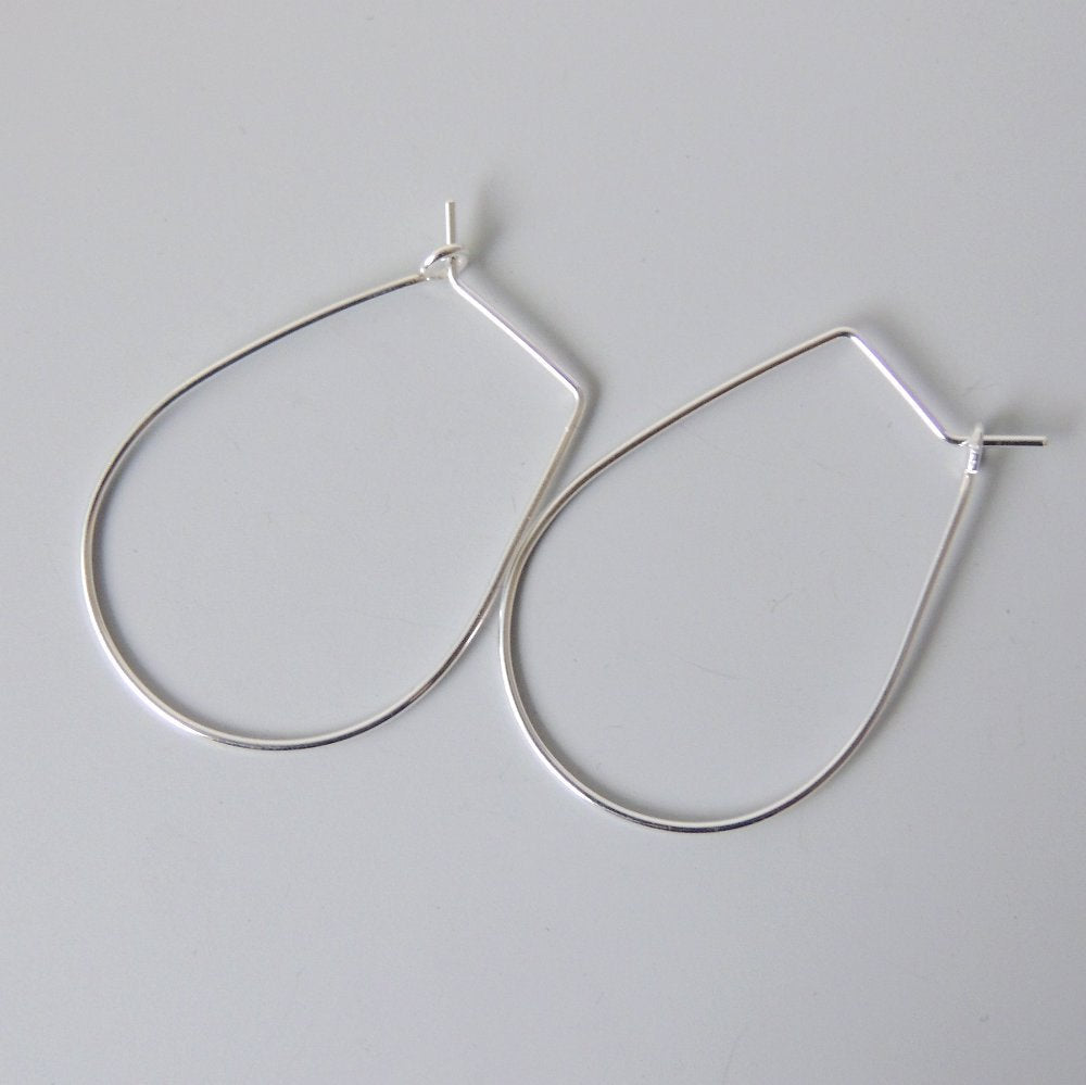 Drop Shaped Hoops Sterling Silver Lightweight Hoop Earrings 1.25" inch