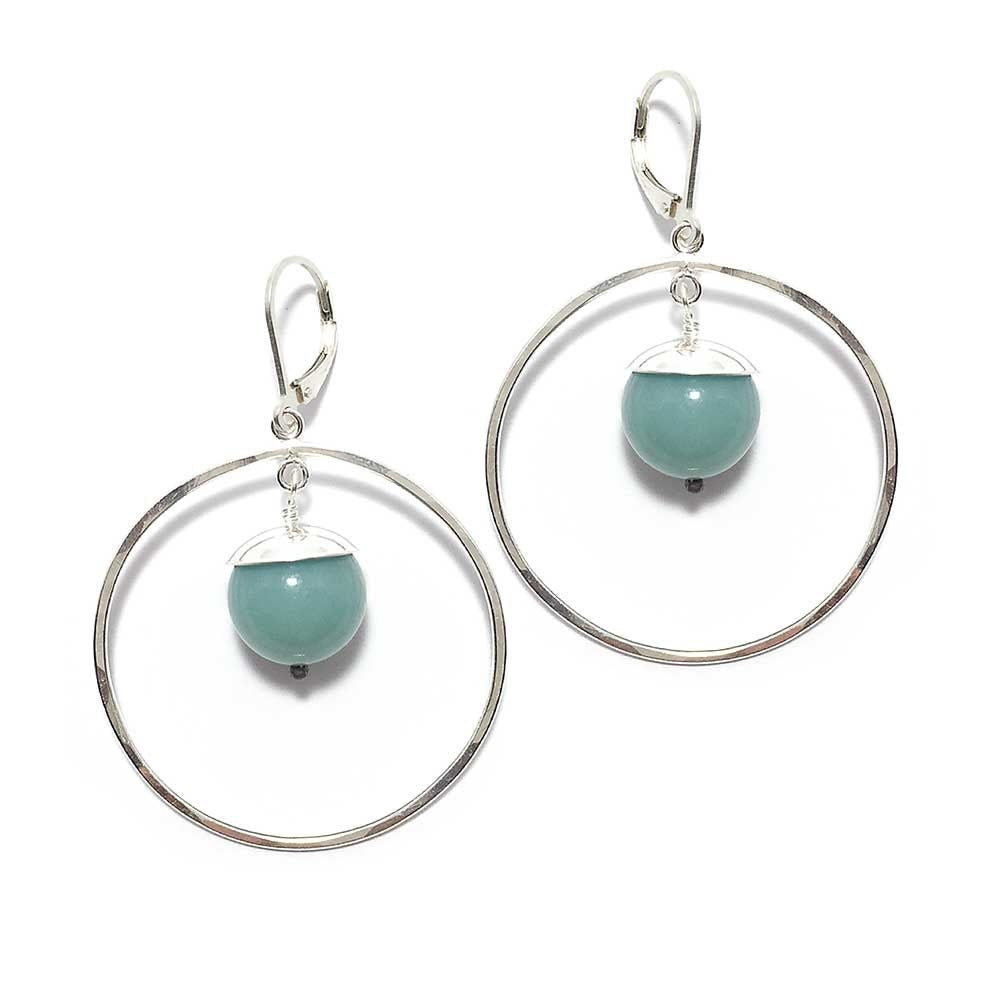 Boucles d'oreilles en améthyste, créoles en argent martelé, pierre de naissance de février, cadeau pour femme