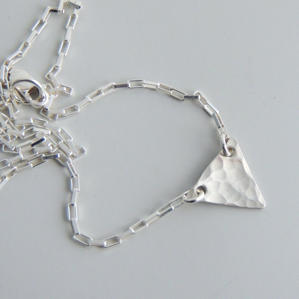Hammered Triangle Necklace Sterling Silver Simple Geometric Jewelry
