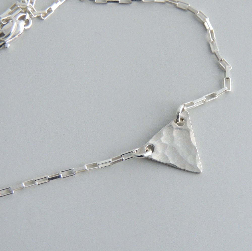 Hammered Triangle Necklace Sterling Silver Simple Geometric Jewelry