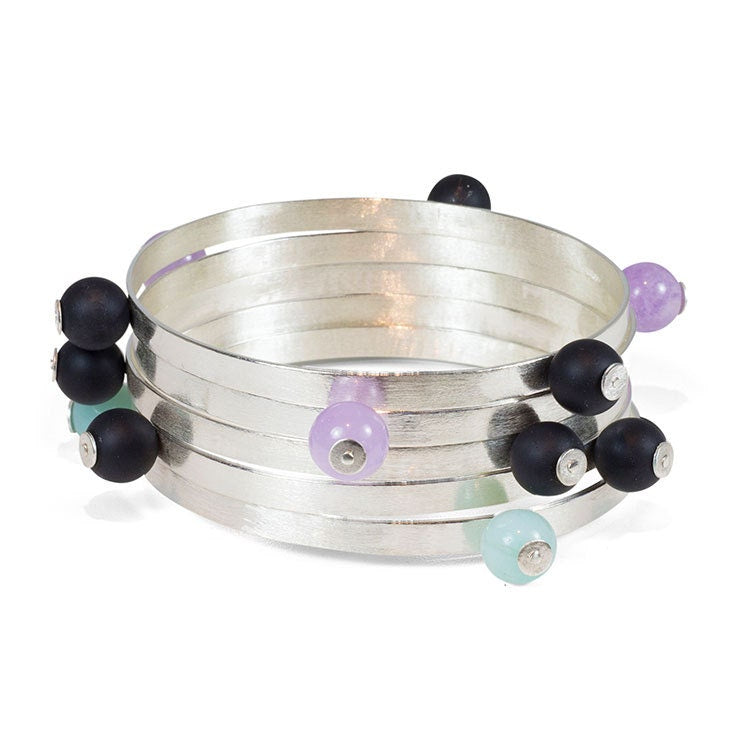 Bracelet jonc en argent, bracelets empilables, cadeau pour femme, bracelet en pierres précieuses