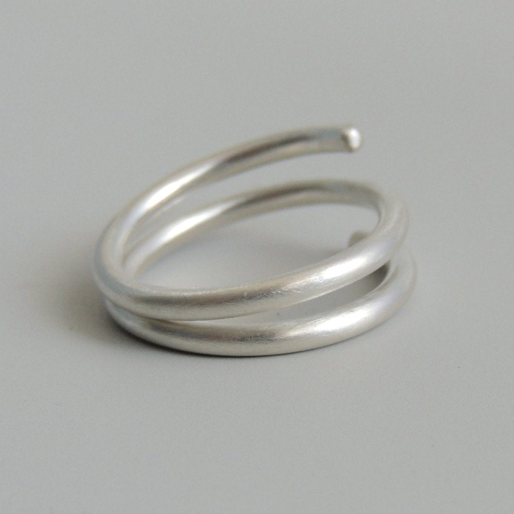 Sterling Silver Coil Ring Simple Band Wrap Ring Minimalist Jewelry