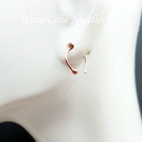14k Gold Ball Hoop Earrings: Minimalist Huggie Earrings (3/8" 10mm)