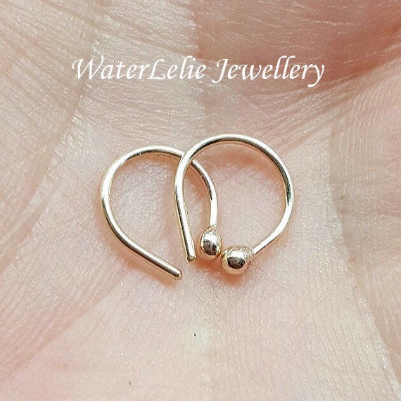 14k Gold Ball Hoop Earrings: Minimalist Huggie Earrings (3/8" 10mm)