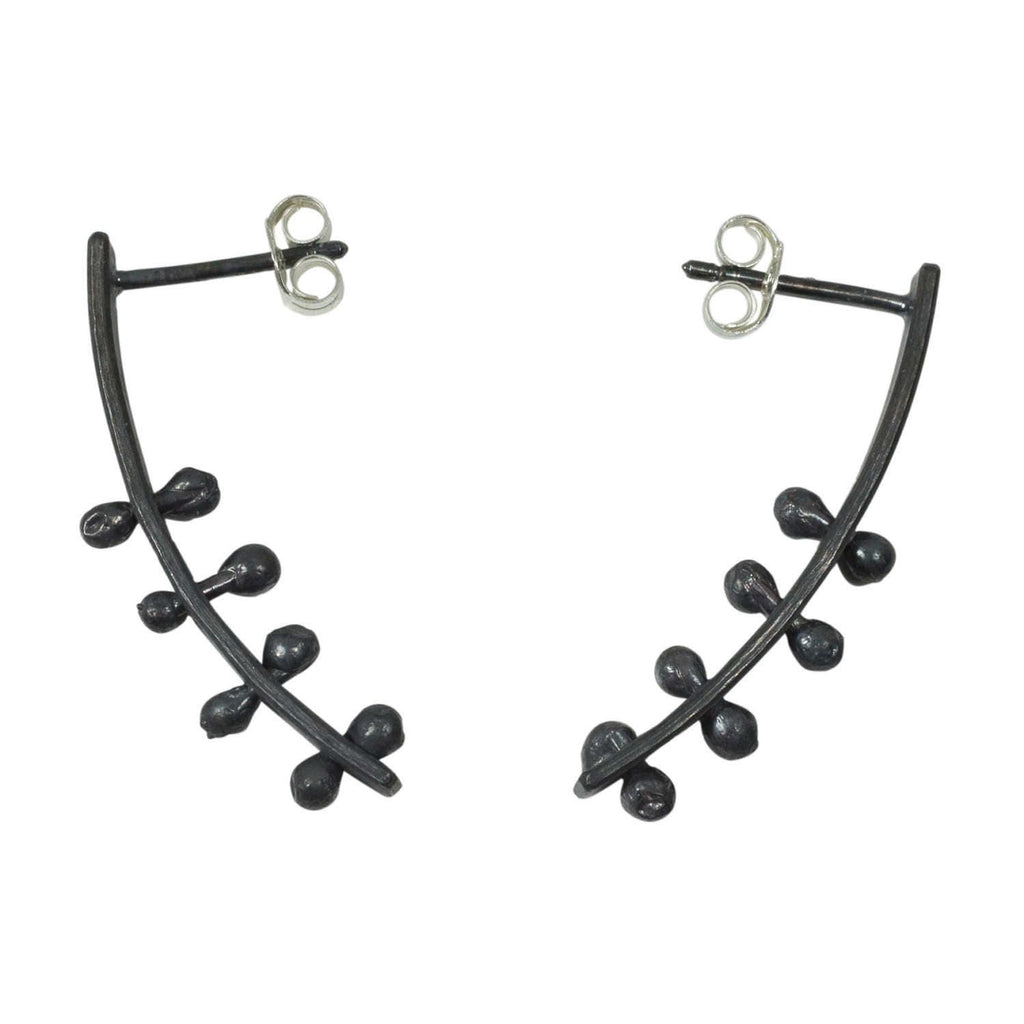 Mismatched Sterling Silver Stud Earrings: Oxidized & Brushed Silver