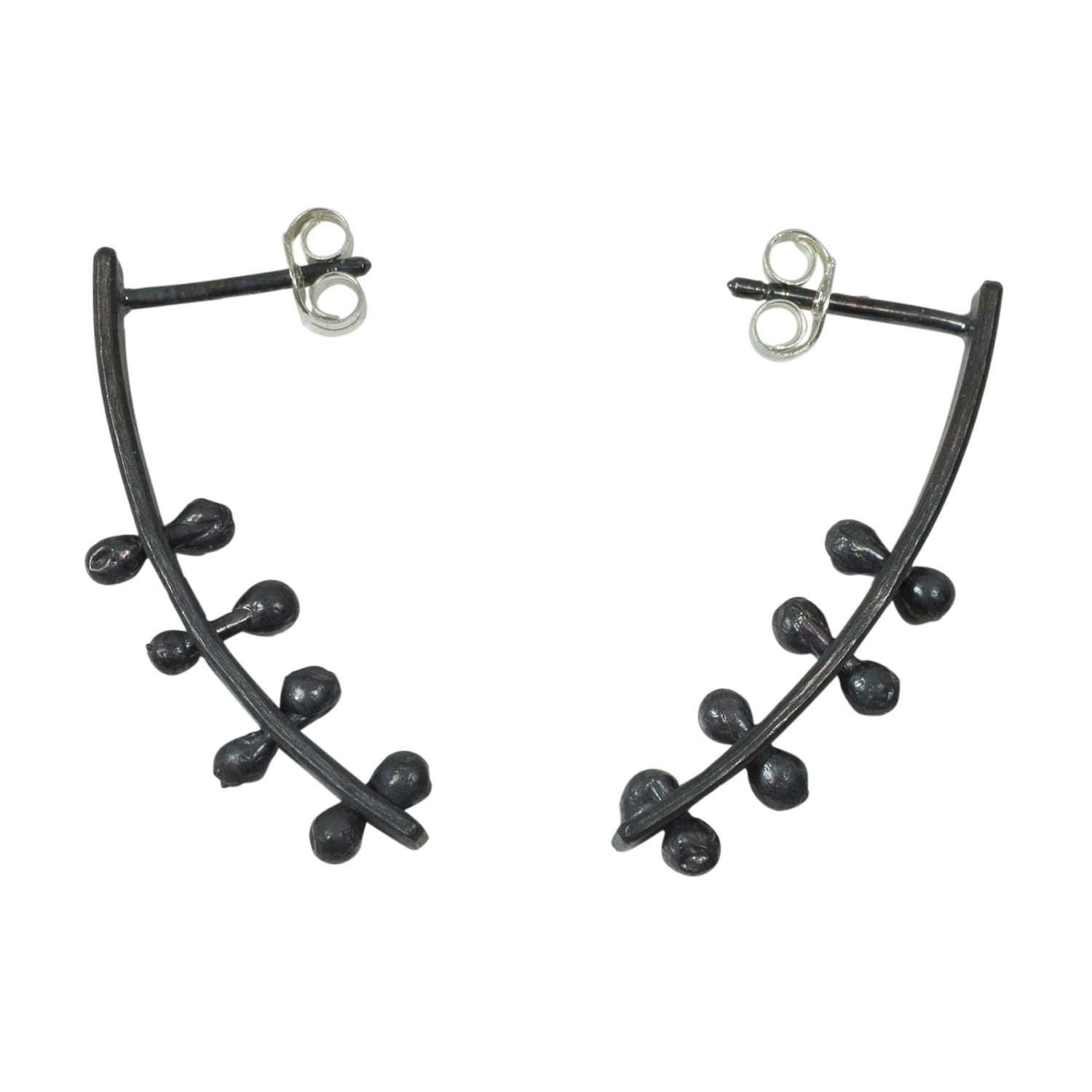 Mismatched Sterling Silver Stud Earrings: Oxidized & Brushed Silver