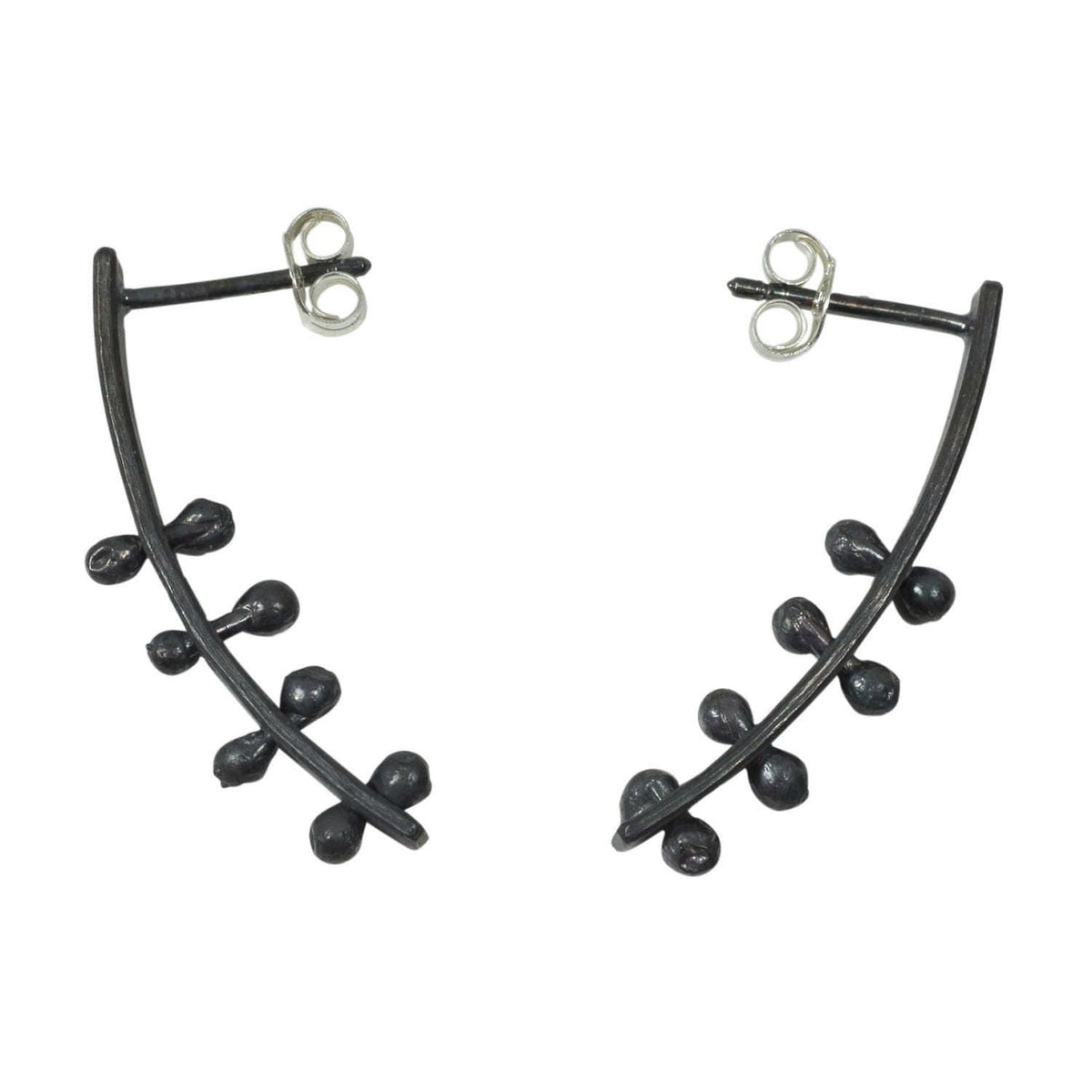Mismatched Sterling Silver Stud Earrings: Oxidized & Brushed Silver