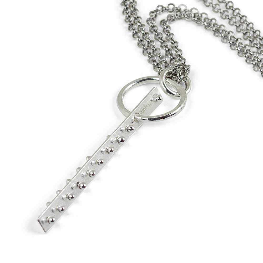 Collier pendentif long, collier à longueur réglable, collier en argent recyclé, collier tendance cadeau pour elle, collier pendentif barre