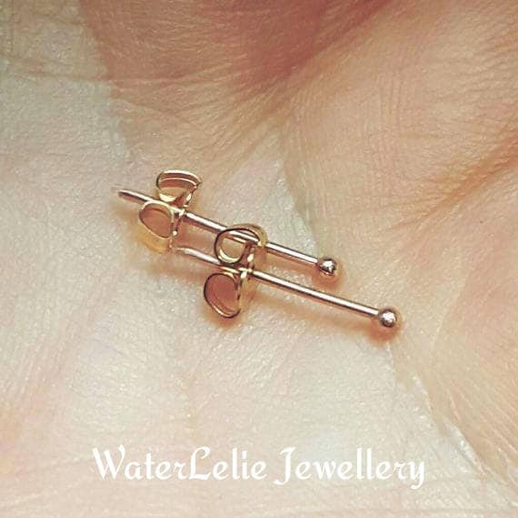 14K Solid Gold Tiny Ball Stud Earrings: 2mm Rose Gold, 21 Gauge